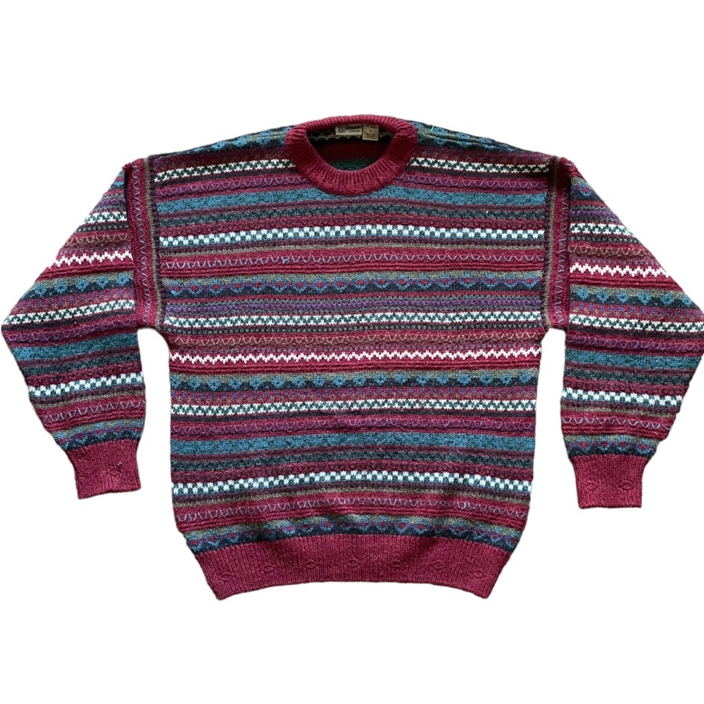 Vintage Magnifico Florence Italy Coogi Style Wool Sweater Size Large A9
